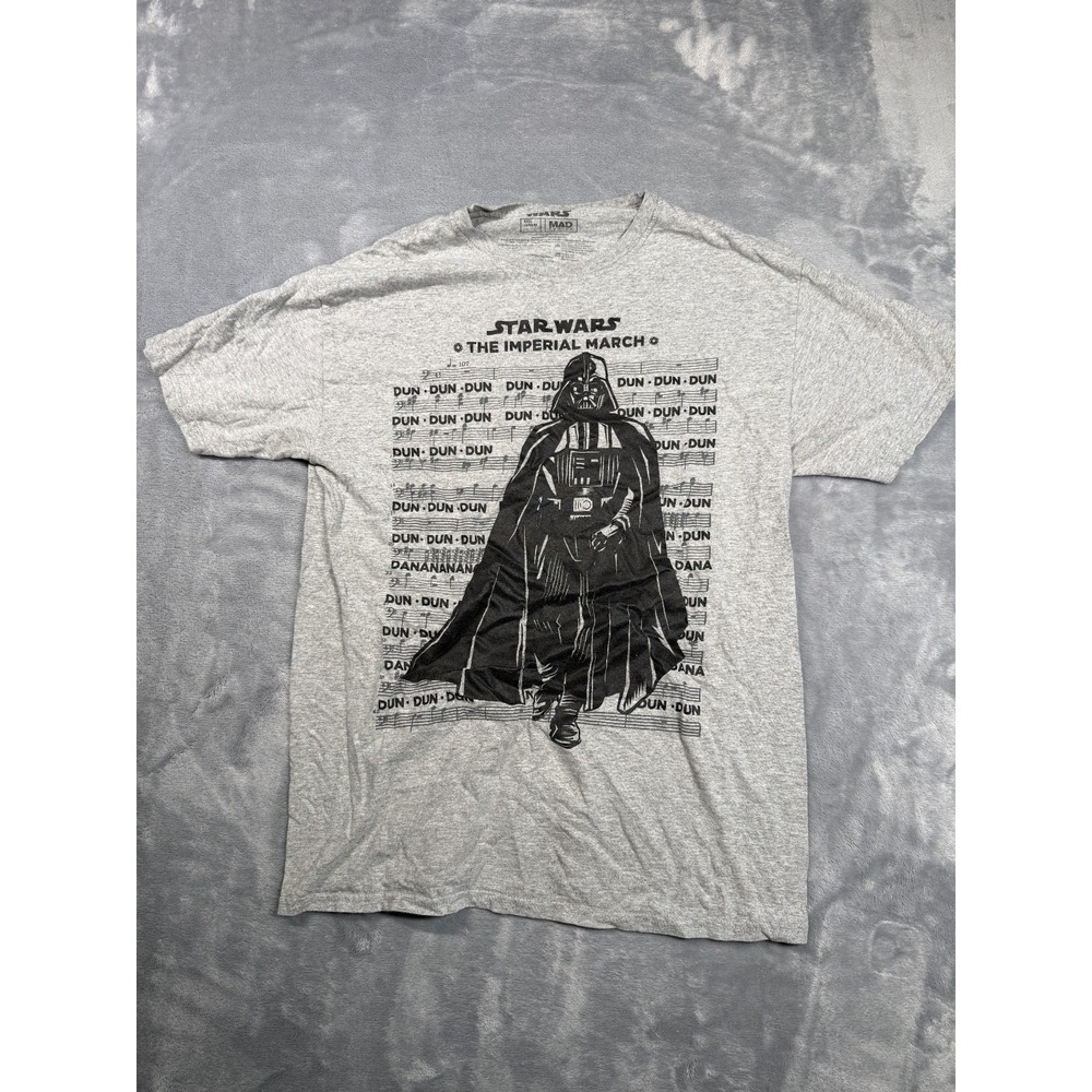 Mad Engine Star Wars T Shirt Mens Medium Gray Darth Vader Imperial March Music